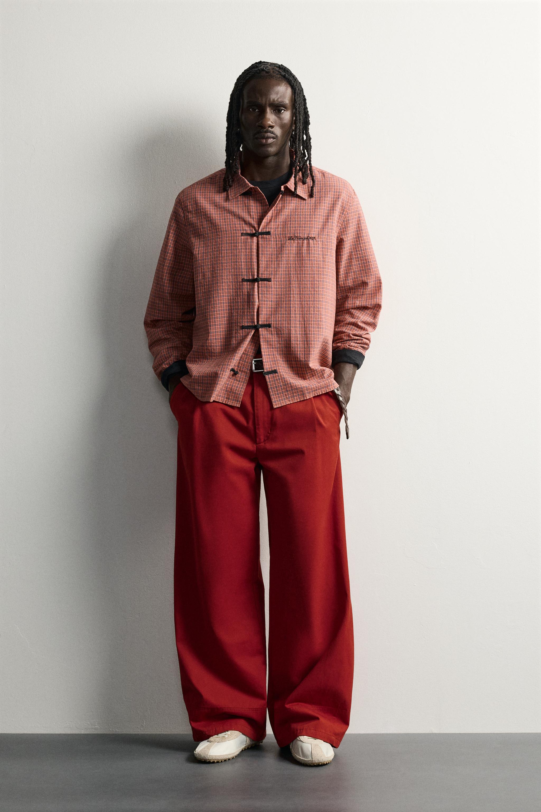 CHECKED FROG FASTENING SHIRT